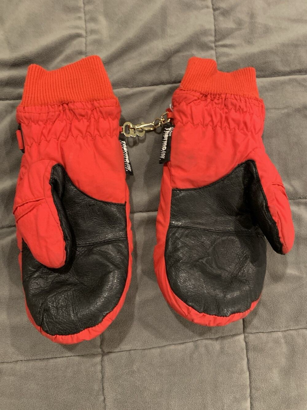 Grandoe Ski Snowboard Mittens Women's Medium Red Nylon and Leather Palms